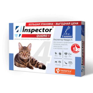 Inspector Quadro К Капли д/кошек 1-4кг от внешних и внутренних паразитов 1 уп=1 пип
