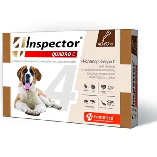 Inspector Quadro С Капли д/собак 40-60 кг от паразитов